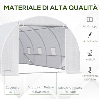 Serra da Giardino Tunnel Per Piante 6x3x2m Bianco