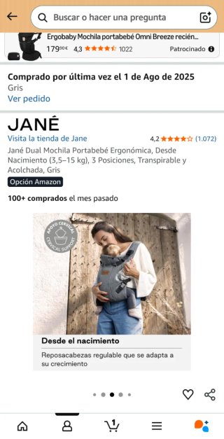Mochila Portabebés Jane Dual Ergonómica Gris