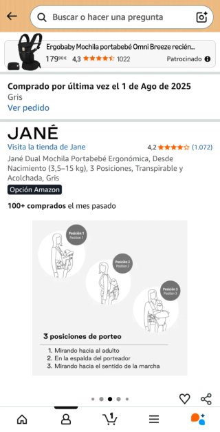 Mochila Portabebés Jane Dual Ergonómica Gris