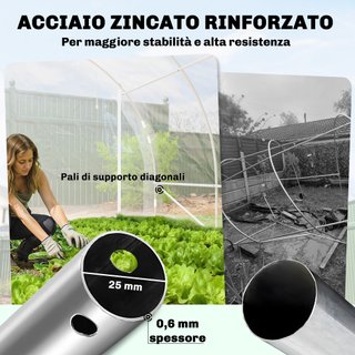 Serra a Tunnel 3x6x2 m Porte Avvolgibili Anti-UV