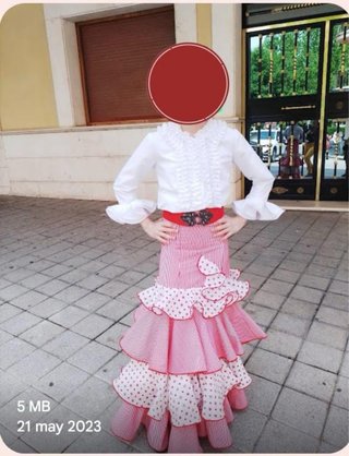 Falda flamenca volantes rojo y blanco