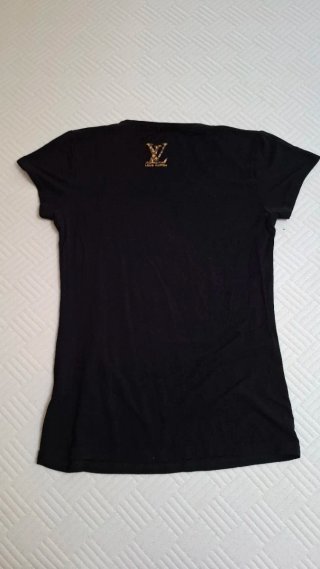 T-shirt Louis Vuitton nera con logo multicolore
