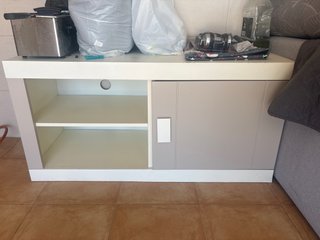 Mueble bajo TV blanco y beige Med 140x60