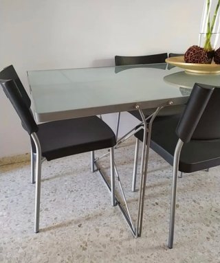 Mesa Comedor Cristal y Metal