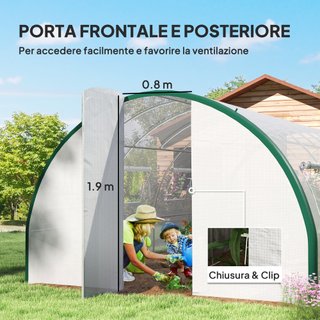 Serra a Tunnel 6x3 m con 2 Ingressi e 8 Finestre