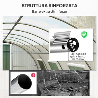 Serra a Tunnel 6x3 m con 2 Ingressi e 8 Finestre