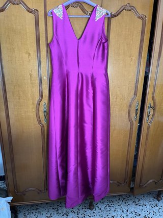 Vestido fiesta buganvilla con pedrería.
