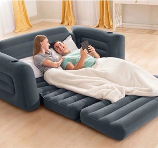 INTEX Sofá Cama Inflable Gris 2 en 1