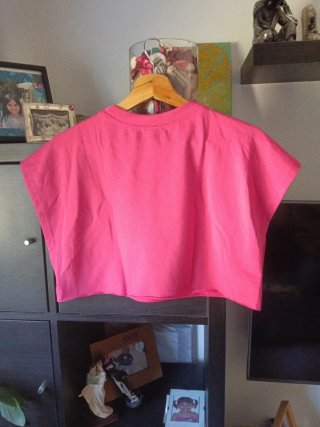 Camiseta Crop Top Mujer Shein Fucsia Talla XS