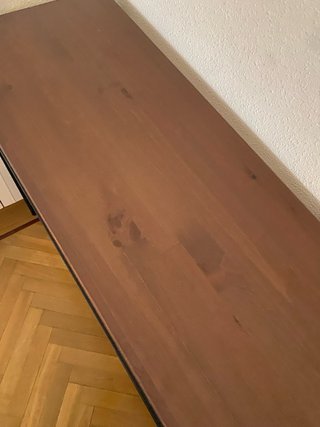 Escritorio madera y metal con estante