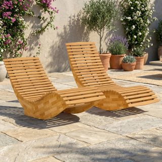 Set di 2 Sdraio a Dondolo Pieghevoli e Ergonomiche