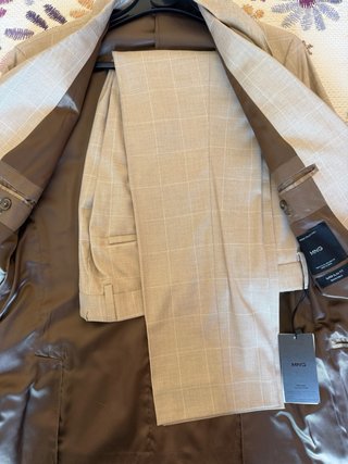 Traje de Mango color Beige-Cuadros