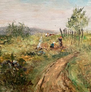 Pintura Carl Otto Fey - Paisaje con personas