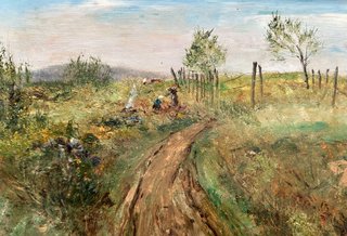 Pintura Carl Otto Fey - Paisaje con personas