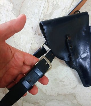 Fondina cuoio nero con cintura vintage