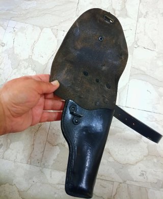 Fondina cuoio nero con cintura vintage