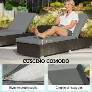 Set 2 Sdraio da Giardino in Rattan con Tavolino