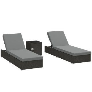 Set 2 Sdraio da Giardino in Rattan con Tavolino