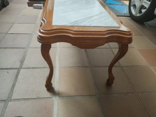 Mesa de centro mármol y madera
