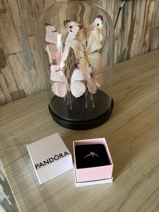 Anillo Pandora Mariposa Rosa y Plata