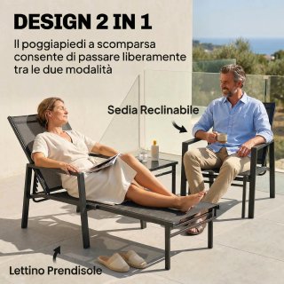 Sdraio Reclinabile 5 Posizioni Ideale Per Giardino