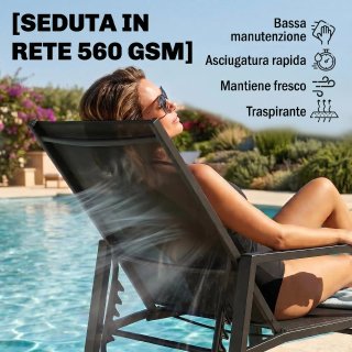 Sdraio Reclinabile 5 Posizioni Ideale Per Giardino