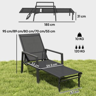 Sdraio Reclinabile 5 Posizioni Ideale Per Giardino