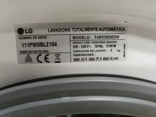 Lavadora LG 9kg 1400rpm A+++