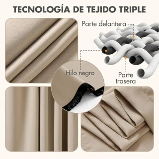 Cortinas Opacas MIULEE Beige 245x140 RIEL/Barra