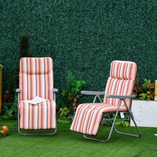 Sedia Sdraio 60x75x102cm Grigio Arancione 2 Pezzi
