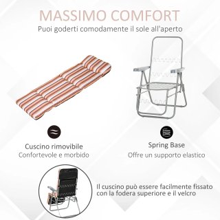 Sedia Sdraio 60x75x102cm Grigio Arancione 2 Pezzi