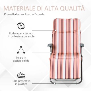 Sedia Sdraio 60x75x102cm Grigio Arancione 2 Pezzi