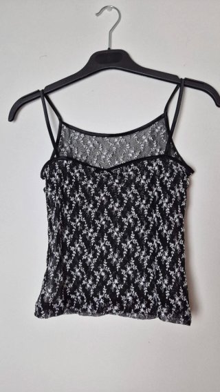 Top Renda Preto e Branco Tamanho S