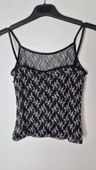 Top Renda Preto e Branco Tamanho S