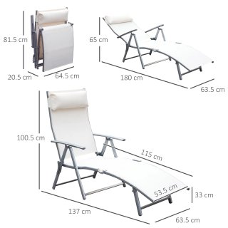 Sdraio da Giardino Pieghevole con Cuscino Beige