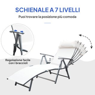 Sdraio da Giardino Pieghevole con Cuscino Beige