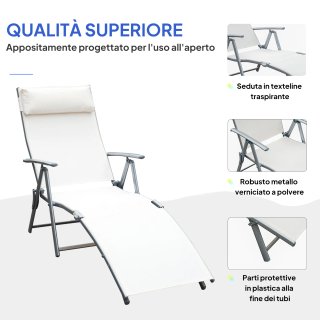 Sdraio da Giardino Pieghevole con Cuscino Beige