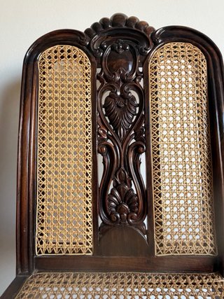 4 Sillas Palosanto India Rattan Tallado
