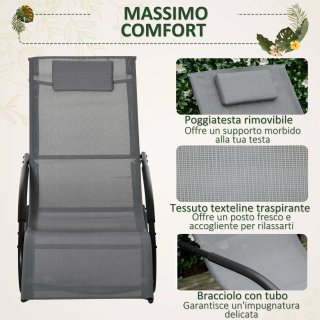 Sdraio a Dondolo in Metallo Texteline 63x160x88 Cm