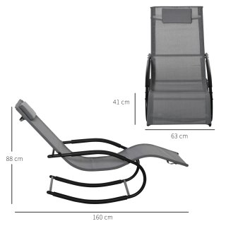 Sdraio a Dondolo in Metallo Texteline 63x160x88 Cm