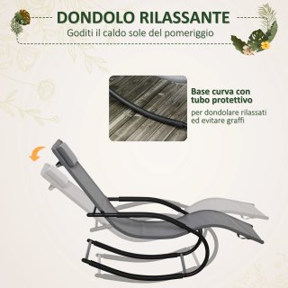 Sdraio a Dondolo in Metallo Texteline 63x160x88 Cm