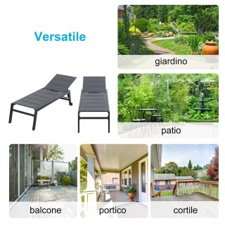 Sdraio da Giardino Reclinabile su 5 Livelli