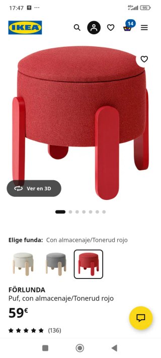 Puff Reposapiés Rojo Ikea
