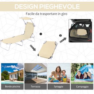 Sdraio da Giardino Pieghevole Tettuccio Regolabile
