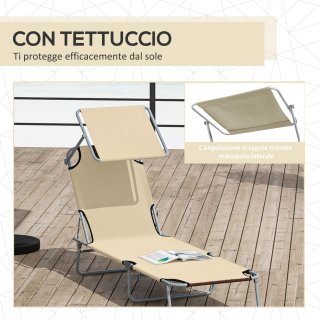 Sdraio da Giardino Pieghevole Tettuccio Regolabile