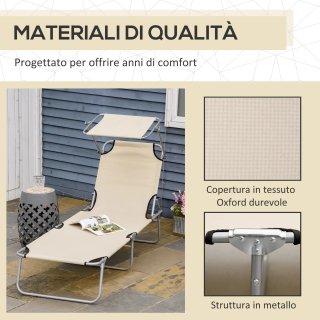 Sdraio da Giardino Pieghevole Tettuccio Regolabile