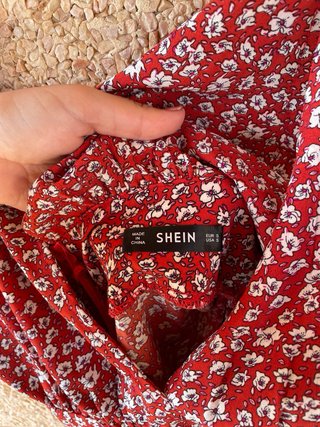 Vestido Shein floral fruncido escote pico