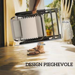 Set 2 Sedie Sdraio a Gravità Zero Pieghevoli Beige