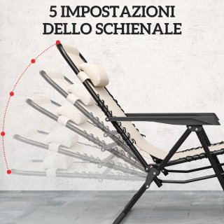 Set 2 Sedie Sdraio a Gravità Zero Pieghevoli Beige
