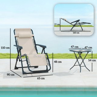 Set 2 Sedie Sdraio a Gravità Zero Pieghevoli Beige